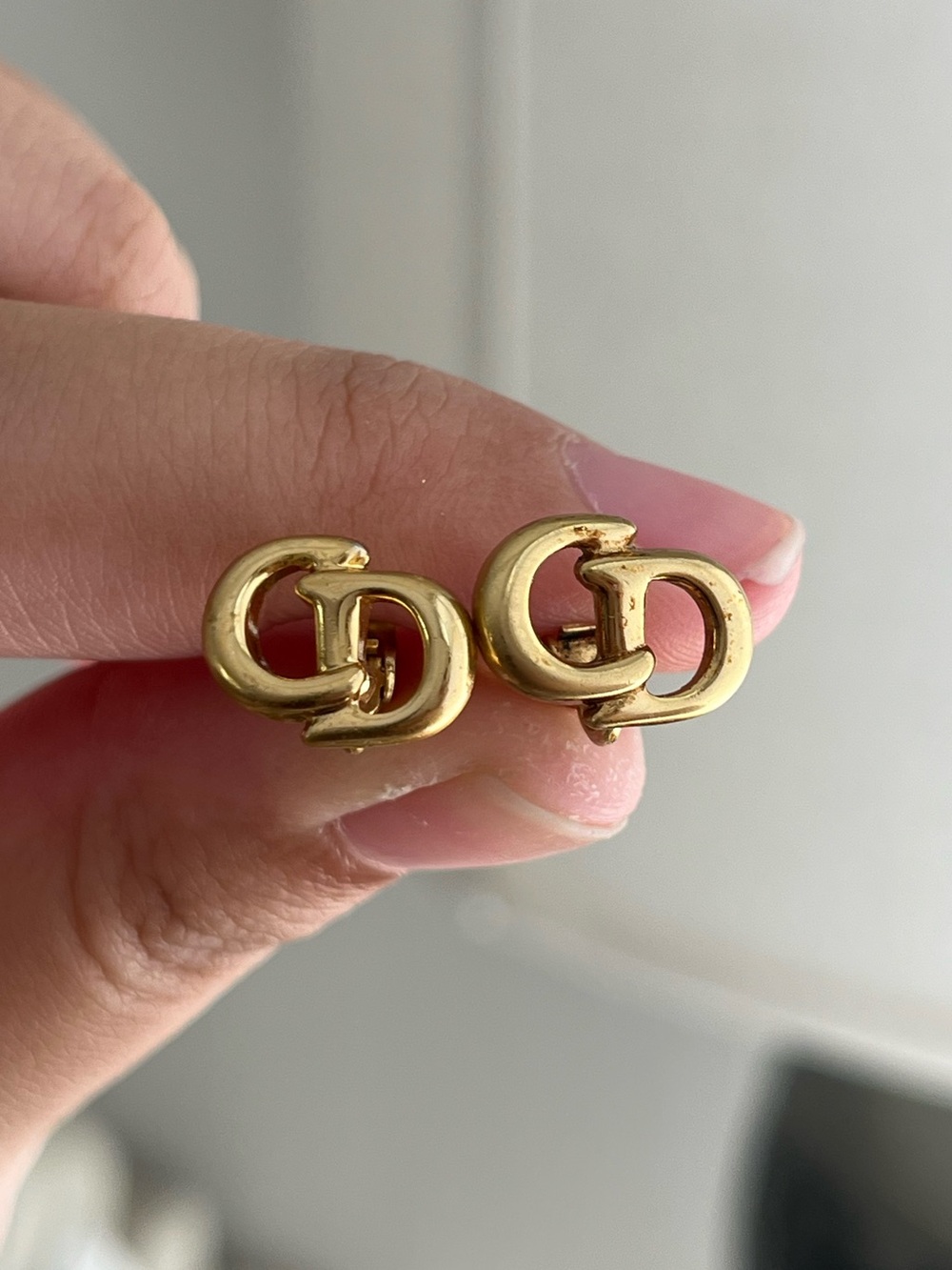 Authentic Vintage Dior Classic CD Logo Monogram Mini Gold Clip-On Earrings